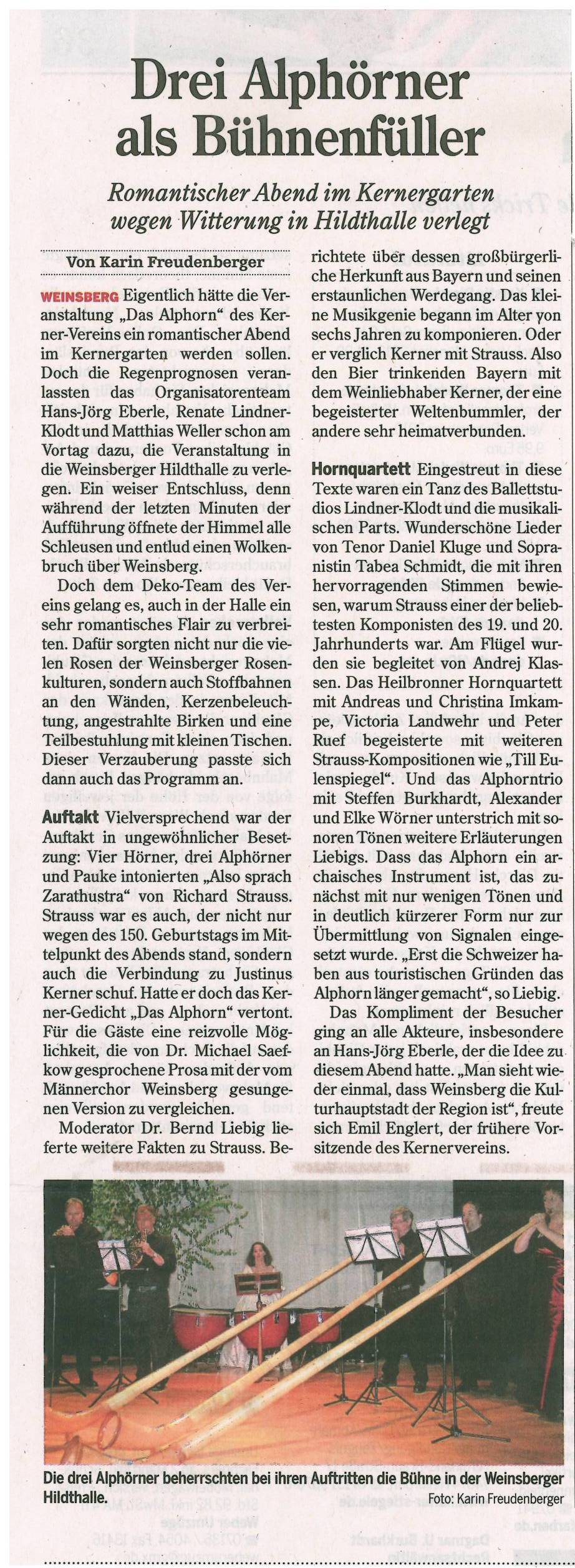Heilbronner Stimme 01.07.2014 von der Redakteurin Karin Freudenberger